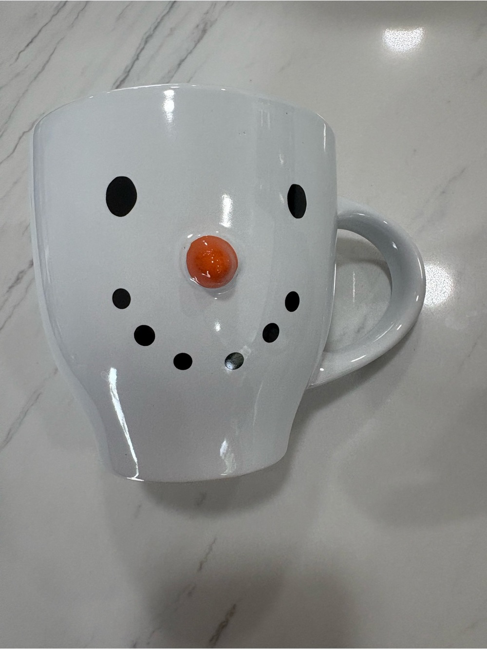 White Snowman Mug with Orange Nose